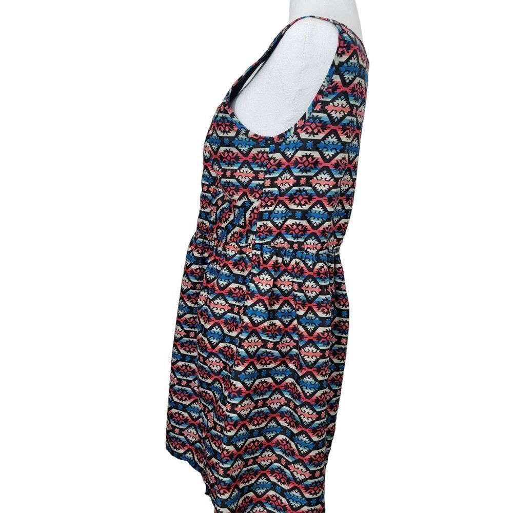 Band Of Gypsies Mini Dress Women's Medium Pink Blue Line Southwestern Sleeveless - Picture 2 of 9